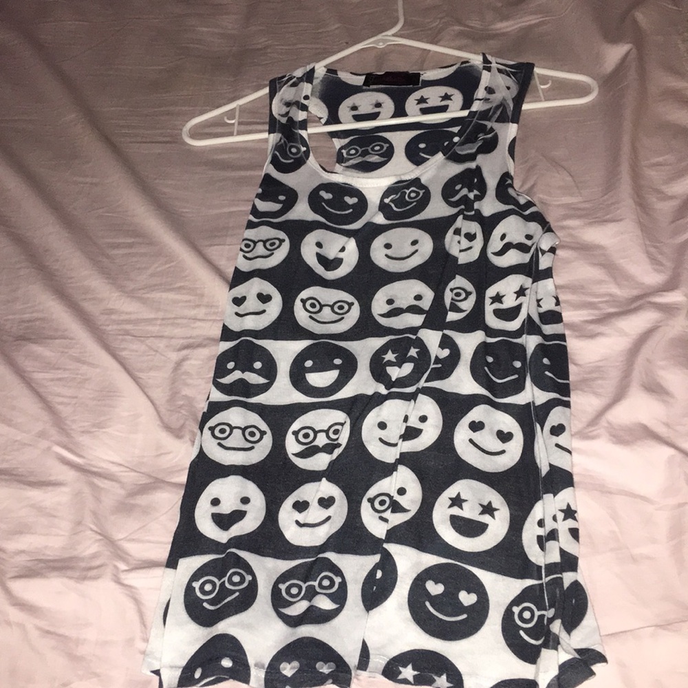 Black and white emoji tank top